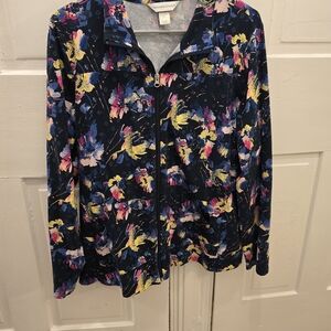 Christopher & Banks Multicolor Floral Zip-Up Athletic Sweatshirt